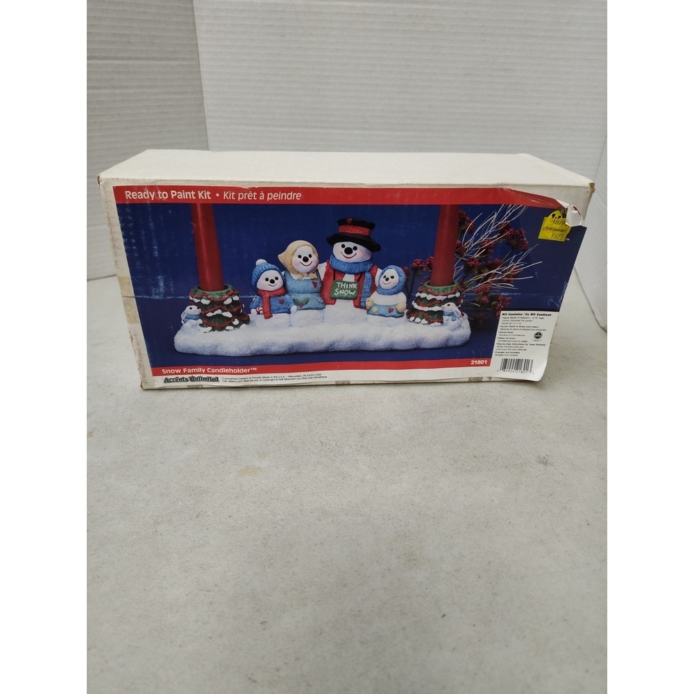 Wee Crafts Snow Family Candleholder 21801 DIY PAINT Kit NIB Accents Unlimited